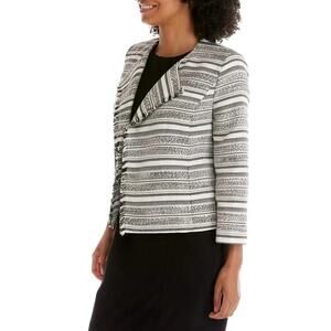 Kasper XS Black White Textured Striped Blazer Jacket Workwear NWT
